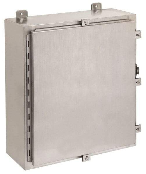 Cooper B-Line - Stainless Steel Standard Enclosure Hinge Flat Cover - NEMA 4, 12, 13, 4X, 24" Wide x 36" High x 8" Deep, Corrosion Resistant, Rainproof & Watertight - Eagle Tool & Supply