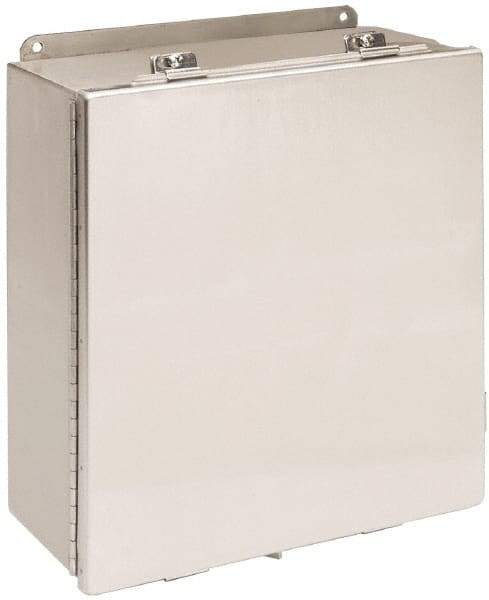 Cooper B-Line - Stainless Steel Standard Enclosure Hinge Flat Cover - NEMA 4, 12, 13, 4X, 12" Wide x 14" High x 6" Deep, Rainproof & Watertight - Eagle Tool & Supply