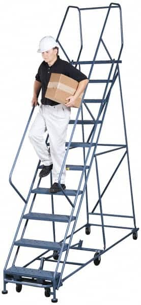 Gillis - 10.83' High 300 Lb Capacity 10 Step Rolling Ladder - Eagle Tool & Supply