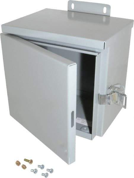 Cooper B-Line - Steel Junction Box Enclosure Hinge Flat Cover - NEMA 3R, 8" Wide x 8" High x 6" Deep, Rainproof - Eagle Tool & Supply