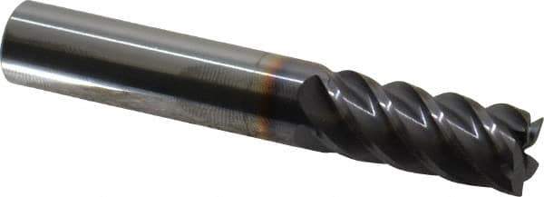 Niagara Cutter - 7/16", 1" LOC, 7/16" Shank Diam, 2-3/4" OAL, 5 Flute, Solid Carbide Square End Mill - Single End, TiAlN Finish, Spiral Flute, 45° Helix, Centercutting, Right Hand Cut, Right Hand Flute, Series S545 - Eagle Tool & Supply
