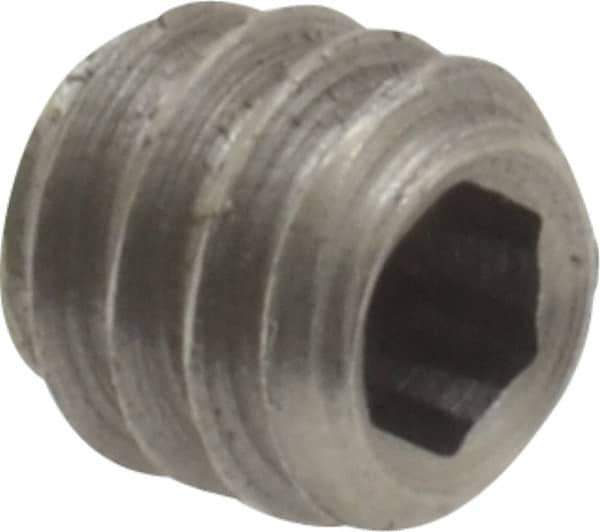 Value Collection - 1/4-20 UNC, 1/4" OAL, Oval Point Set Screw - Grade Austenitic A2 Stainless Steel, 1/8" Key - Eagle Tool & Supply