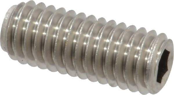 Value Collection - 3/8-16 UNC, 1" OAL, Oval Point Set Screw - Grade Austenitic A2 Stainless Steel, 3/16" Key - Eagle Tool & Supply