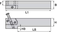 Kennametal - KGMS, Left Hand, Indexable Grooving Tool Holder - 25.4mm Shank Height, 25.4mm Shank Width, 139.9mm OAL - Eagle Tool & Supply