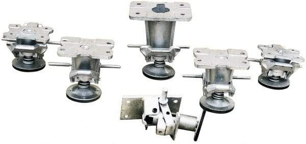 Vestil - 9-7/8" Mounting Height, Floor Lock for 8" Diam Caster Wheels - 1" Retracted Clearance, 5-3/8" x 7-1/4" Top Plate Size, 3-3/8" x 5-1/4" Bolt Hole Spacing - Eagle Tool & Supply