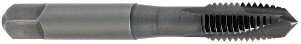 Cleveland - 1/4-20, 3 Flute, Oxide Finish, High Speed Steel Spiral Point Tap - Plug Chamfer, Right Hand Thread, 2-1/2" OAL, 2B Class of Fit, Series 1011BO - Exact Industrial Supply
