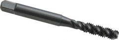 OSG - M6x1.00 Metric Coarse 3 Flute 6H Bottoming Spiral Flute Tap - High Speed Steel, Oxide Finish, 2-1/2" OAL, Right Hand Flute, Right Hand Thread, D5, Series 142 - Eagle Tool & Supply