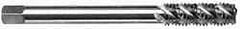 OSG - #8-32 UNC 3 Flute H3 Bright Finish High Speed Steel Spiral Flute Extension Tap - Plug Chamfer, 6" OAL, 2B Class of Fit - Eagle Tool & Supply