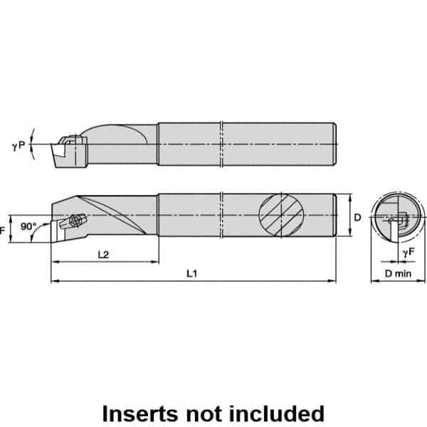 Kennametal - 6mm Min Bore Diam, 60mm OAL, 6mm Shank Diam, S-CBFP Indexable Boring Bar - 16mm Max Bore Depth, BP.. Insert, Clamp Holding Method - Eagle Tool & Supply