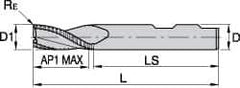 Kennametal - 12mm Diam, 26mm LOC, 3 Flute Solid Carbide 0.5mm Corner Radius Roughing End Mill - Uncoated, 83mm OAL, 12mm Shank Diam, Single End, Centercutting, 30° Helix - Eagle Tool & Supply