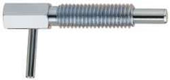 Gibraltar - M10x1.5, 1.17" Thread Length, 6mm Plunger Diam, 3.3 N Init to 16.7 N Final End Force, Steel Locking L Handle Plunger - 51mm Body Length, 33mm Length Under Head, 14mm Plunger Projection - Eagle Tool & Supply