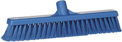 Vikan - 16" Fine Particle Synthetic Push Broom - 2" Bristle Length, Plastic Block, European Threaded Handle Connection - Eagle Tool & Supply