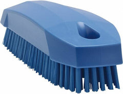 Vikan - 0.7" Bristle Length, Polyester Scrub Brush - 1-1/2" Wide Head, 4-1/2" OAL, Blue, Polypropylene Block - Eagle Tool & Supply