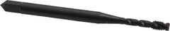 OSG - 7/16-14 UNC, 3 Flute, 45° Helix, Bottoming Chamfer, Oxide Finish, Vanadium High Speed Steel Spiral Flute STI Tap - Right Hand Flute, 3-5/32" OAL, 0.323" Shank Diam, 1-7/16" Thread Length, Series 302 - Exact Industrial Supply