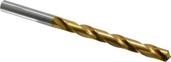 OSG - 3/8" 130° Cobalt Jobber Drill - TiN Finish, Right Hand Cut, Spiral Flute, Straight Shank, 5-7/16" OAL, Standard Point - Eagle Tool & Supply