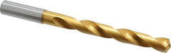 OSG - 37/64" 130° Cobalt Jobber Drill - TiN Finish, Right Hand Cut, Spiral Flute, Straight Shank, 7-3/16" OAL, Standard Point - Eagle Tool & Supply