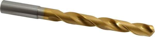 OSG - 11/16" 130° Cobalt Jobber Drill - TiN Finish, Right Hand Cut, Spiral Flute, Straight Shank, 8-9/32" OAL, Standard Point - Eagle Tool & Supply