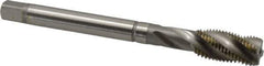 Guhring - 7/16-20 UNF 4 Flute 2BX Modified Bottoming Spiral Flute Tap - Powdered Metal, TiCN Finish, 100mm OAL, Right Hand Flute, Right Hand Thread, Series 2914 - Eagle Tool & Supply