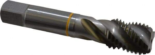 Guhring - 1-8 UNC 4 Flute 2B Modified Bottoming Spiral Flute Tap - Cobalt, Bright Finish, 5-1/8" OAL, Right Hand Flute, Right Hand Thread, Series 3904 - Eagle Tool & Supply