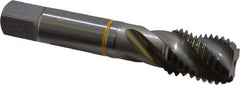 Guhring - 1-8 UNC 4 Flute 2B Modified Bottoming Spiral Flute Tap - Cobalt, Bright Finish, 5-1/8" OAL, Right Hand Flute, Right Hand Thread, Series 3904 - Eagle Tool & Supply