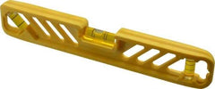 Empire Level - Magnetic 9" Long 3 Vial Torpedo Level - Polycast, Yellow, 1 45°, 1 Level & 1 Plumb Vials - Eagle Tool & Supply