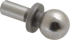 Gibraltar - 1/2" Ball Diam, 1/4" Shank Diam, Steel Inspection Tooling Ball - Press-Fit Shank, 15/16" Ball Center to Shank Bottom, 0.4" Ball Center to Shoulder Bottom, with Shoulder - Eagle Tool & Supply