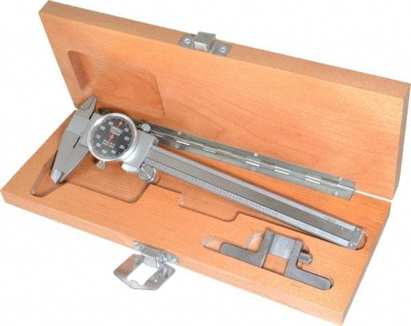 Fowler - 0" to 6" Range, 0.001" Graduation, 0.1" per Revolution, Dial Caliper - Black Face, 1.54" Jaw Length - Eagle Tool & Supply