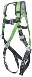Miller - 400 Lb Capacity, Size Universal, Full Body Construction Safety Harness - Webbing, Tongue Leg Strap, Mating Chest Strap, Black/Green - Eagle Tool & Supply