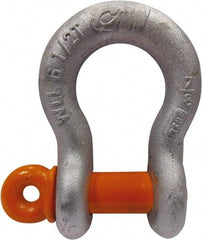 CM - 5/16" Nominal Chain Size, 0.75 Ton Carbon Steel Screw Anchor Shackle - 15/32" Diam, 3/8" Pin Diam, 17/32" Wide Inside Jaw, 25/32" Inside Width - Eagle Tool & Supply