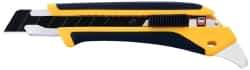 Olfa - Snap Utility Knife - 3.94" High Carbon Tool Steel Blade, Yellow & Black Elastomer & Fiber Reinforced Polymer Handle, 1 Blade Included - Eagle Tool & Supply