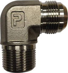 Parker - 1-1/4" Tube OD, 37° Steel Flared Tube Male Elbow - 1-1/4 NPTF, Flare x MNPTF Ends - Eagle Tool & Supply
