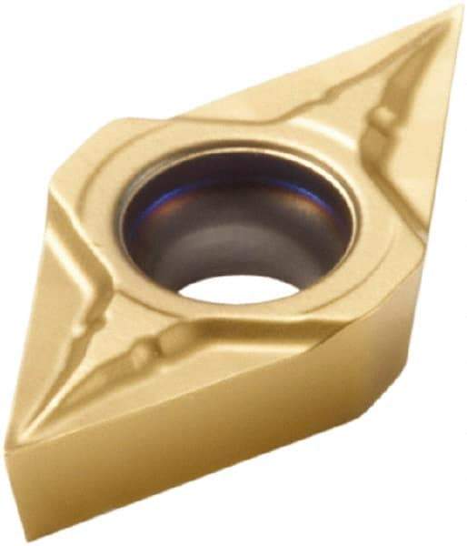Seco - DCGT21.50.0 F1 Grade CP500 Carbide Turning Insert - TiAlN/TiN Finish, 55° Diamond, 1/4" Inscr Circle, 3/32" Thick, 0.0039" Corner Radius - Eagle Tool & Supply
