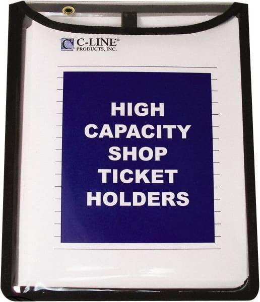 C-LINE - 15 Piece Clear High Capacity with Gussett Stitched Shop Ticket Holder - 12" High x 9" Wide - Eagle Tool & Supply