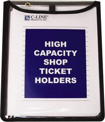 C-LINE - 15 Piece Clear High Capacity with Gussett Stitched Shop Ticket Holder - 12" High x 9" Wide - Eagle Tool & Supply