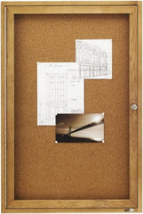 Quartet - 24" Wide x 36" High Enclosed Cork Bulletin Board - Natural (Color) - Eagle Tool & Supply
