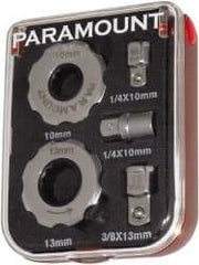 Paramount - 5 Piece, 10mm to 13mm, Finger Ratcheting Wrench Set - Metric Measurement Standard, Full Polish Finish, Comes in Plastic Box - Eagle Tool & Supply