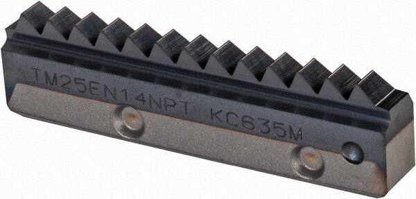Kennametal - 14 TPI, Internal/External Thread, NPT Standard, TM25 KC635M Grade Thread Mill Insert - Carbide, TiAlN Coating - Eagle Tool & Supply