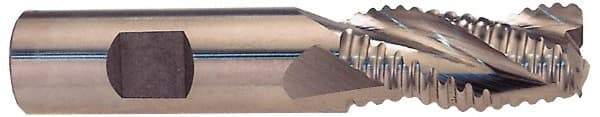Cleveland - 1/2" Diam, Fine Pitch, 1-1/4" LOC, 4 Flute Cobalt Roughing Square End Mill - TiCN Finish, 3-1/4" OAL, 1/2" Shank Diam, Single End, Centercutting, 30° Helix - Eagle Tool & Supply