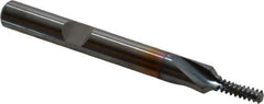 Emuge - #10-24 UNC, 0.136" Cutting Diam, 3 Flute, Solid Carbide Helical Flute Thread Mill - Internal Thread, 0.395" LOC, 2-1/2" OAL, 1/4" Shank Diam - Eagle Tool & Supply