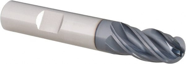 SGS - 1/2" Diam, 1" LOC, 4 Flute Solid Carbide Ball End Mill - Eagle Tool & Supply