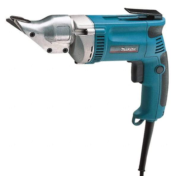 Makita - 2,500 SPM, 115 Volt, Pistol Grip Handle, Handheld Electric Shear - 18 Gauge (Steel) & 20 Gauge (Stainless Steel) Cutting Capacity - Eagle Tool & Supply