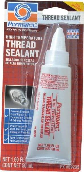 Permatex - 50 mL Tube, White, Paste High Strength Threadlocker - Series 592 - Eagle Tool & Supply