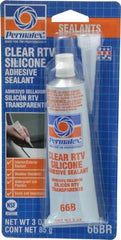 Permatex - 3 oz Tube Clear RTV Silicone Joint Sealant - -75 to 400°F Operating Temp, 24 hr Full Cure Time - Eagle Tool & Supply