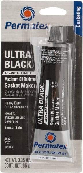 Permatex - 3.35 oz Oil Resistant Gasket Maker - -65 to 550°F, Black, Comes in Tube - Eagle Tool & Supply