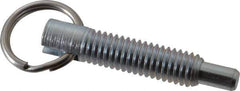 Gibraltar - 3/8-16, 1.2" Thread Length, 0.233" Plunger Diam, 3/8" Plunger Projection, 2 Lb Init to 4 Lb Final End Force, Steel Locking Pull Ring Plunger - 1.2" Len Under Head, 1.68" Body Len, 0.98" Ring Diam, 1.68" Plunger Len, 0.48" Head Height - Eagle Tool & Supply