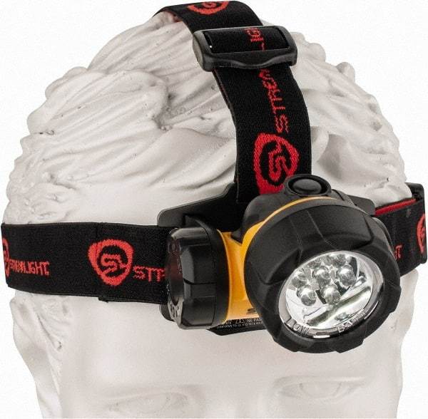 Streamlight - White LED Bulb, 120 Lumens, Hands-free Flashlight - Black, Yellow Plastic Body, 3 AAA Alkaline Batteries Included - Eagle Tool & Supply