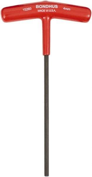 Bondhus - 4mm Hex, T-Handle Cushion Grip, Hex Key - 152mm OAL, Metric System of Measurement - Eagle Tool & Supply