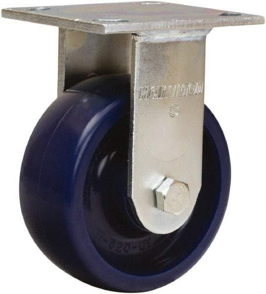 Hamilton - 5" Diam x 2" Wide x 7" OAH Top Plate Mount Rigid Caster - Polyurethane, Sealed Precision Ball Bearing, 4 x 4-1/2" Plate - Eagle Tool & Supply