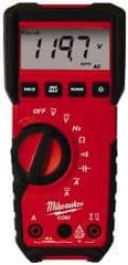 Milwaukee Tool - 2216-20, CAT III, 600 VAC/VDC, Digital True RMS Auto Ranging Multimeter - 40 mOhm, Measures Voltage, Capacitance, Current, Frequency, Resistance - Eagle Tool & Supply