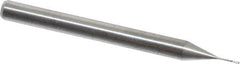 Accupro - 0.015" Diam, 0.045" LOC, 2 Flute Solid Carbide Ball End Mill - Uncoated, Single End, 1-1/2" OAL, 1/8" Shank Diam, Spiral Flute - Eagle Tool & Supply